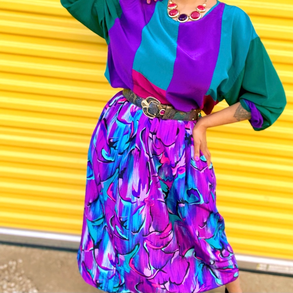 Vintage colorful floral print skirt